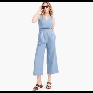 Jcrew wrap tie chambray jumpsuit